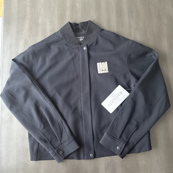 Athleta Jackets & Blazers - Athleta Women's Endless Bomber Jacket Full Zip Crop Size S New Loho Bride Black
